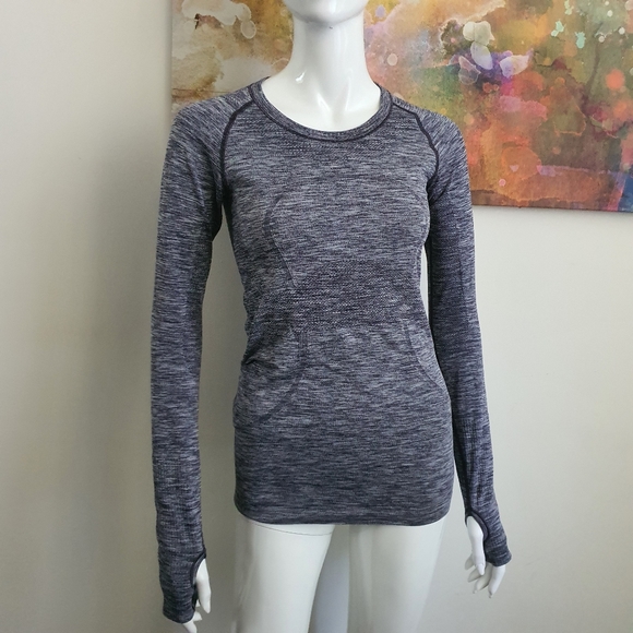 Lululemon Size AU10 Swiftly Tech Blue Grey Marle Long Sleeve Top - Picture 2 of 8